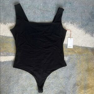 Quince Stretch Cotton Jersey Square Neck Tank Bodysuit (XL)